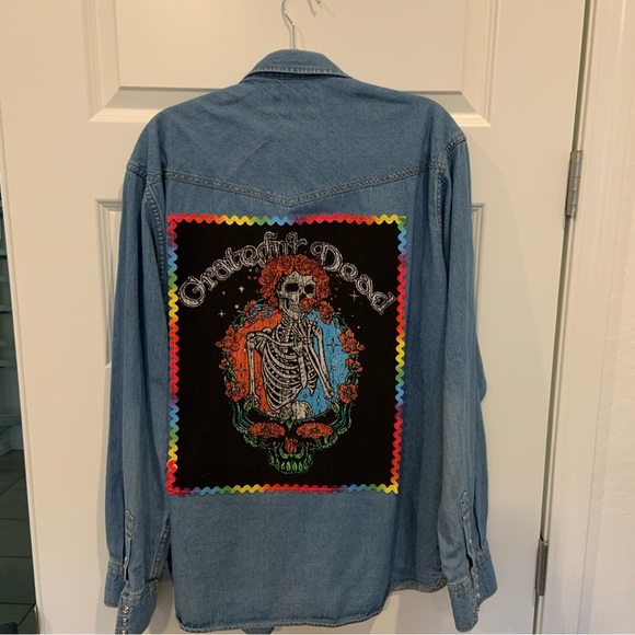 Custom Made Grateful Dead Graphic on Ranchwear XXL Pearl Snap western shirt - Picture 1 of 8